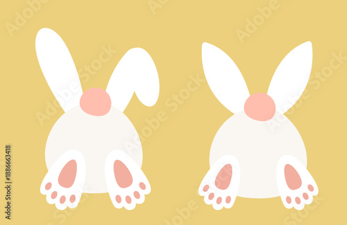 Cute bunny butt with fluffy tail flat vector illustration set.
Funny Easter bunny butt with cotton Tail.
Adorable rabbit back view tail icon clipart design.