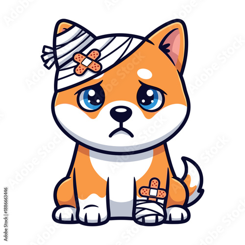 Injured puppy with bandages Vector