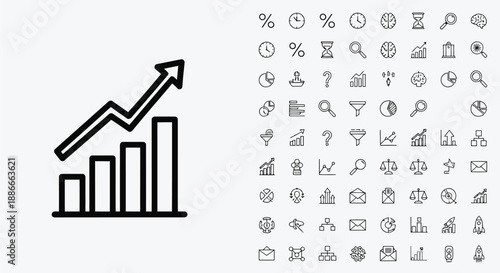 Growth chart icon displaying upward trend with bar graph representation