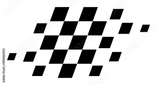 Dynamic checkered racing blocks composition, abstract motorsport speed pattern for automotive branding, transparent background