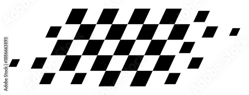 Distorted checkered flag speed pattern, pixelated racing motion design for motorsport graphics and layouts, transparent background