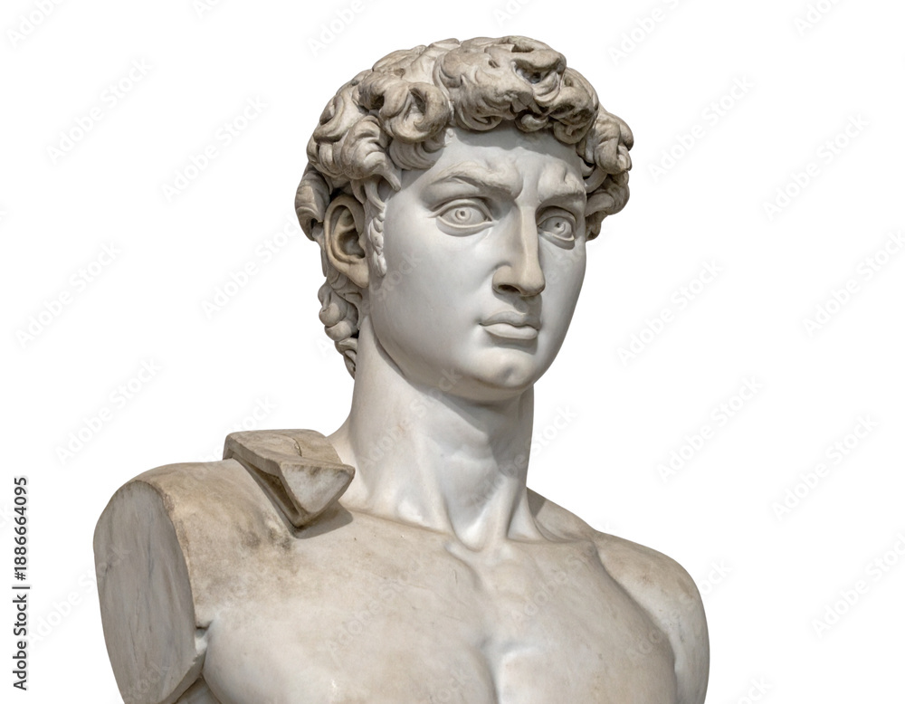 Obraz premium Classical Greek Marble Statue Bust, Front View, Museum Style, Isolated on Transparent Background