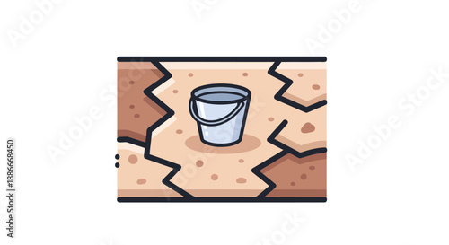 Simple cartoon vector illustration of a metal water bucket.