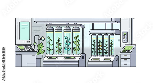 Advanced agricultural technology for plant research in a laboratory setting.