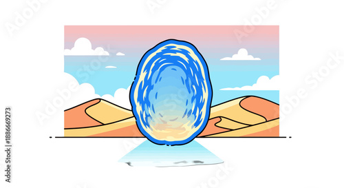 Vibrant blue shimmering portal for interdimensional travel illustration.