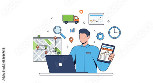 Man Managing Logistics and Delivery Services.