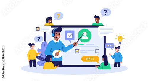 Man pointing at large email login screen.