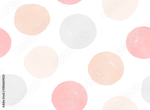 Polka Dots Seamless Vector Pattern. Pink and Gray Watercolor Dots Isolated On a White Background. Hand Drawn Irregular Dotted Geometric Pattern With Pink, Coral and Gray Circles. Ideal For Fabric.