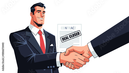 Businessmen Shaking Hands Over Real Estate Contract.