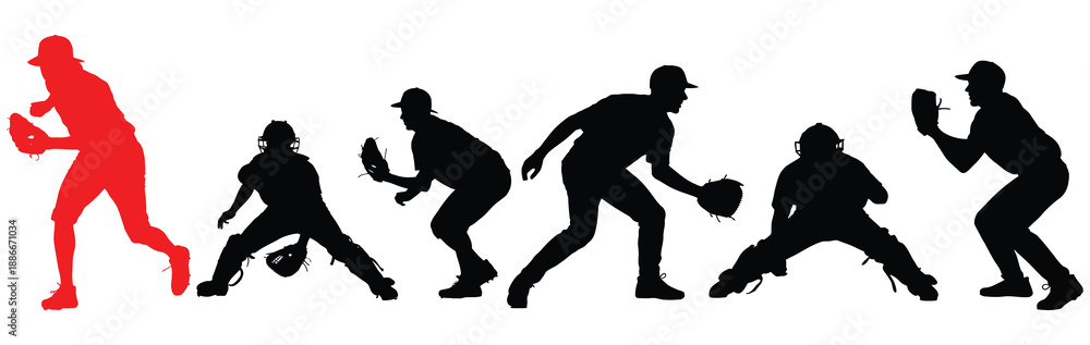 Fototapeta premium American football player silhouette set 