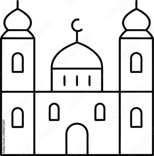 synagogue line art vector illustration on transparent background