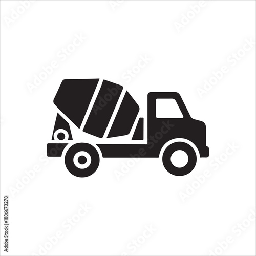  Silhouette cement truck construction vehicle delivering building material vector illustration