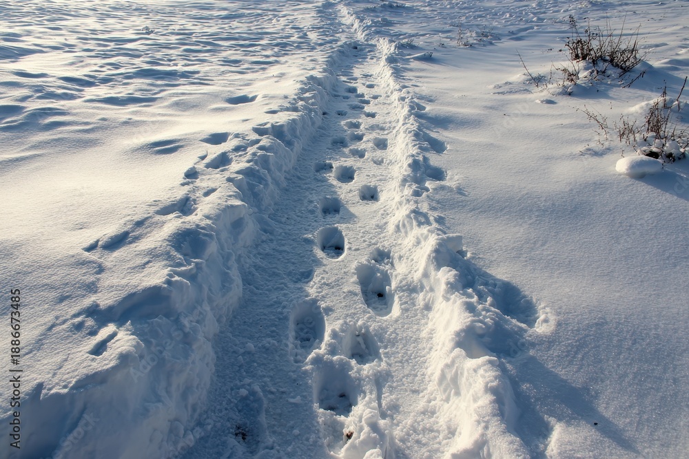 Obraz premium snow marks of the route