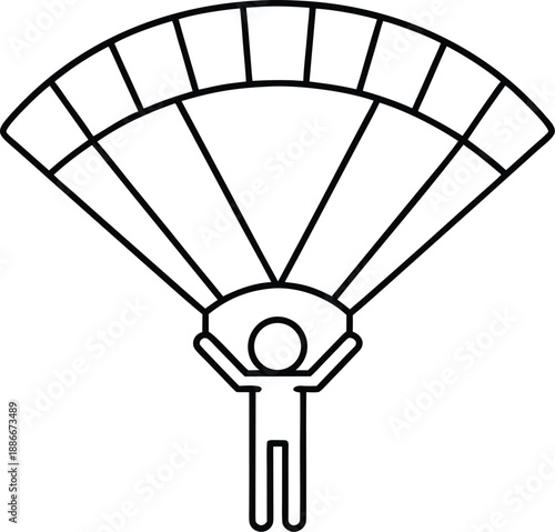 paragliding line art vector illustration on transparent background