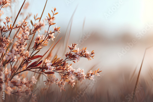 Calm Nature Inspired Botanical Scene with Soft Greenery and Ample Copy Space for Wellness and Design Use  
