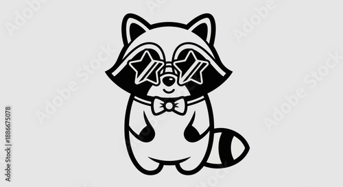 Cartoon raccoon wearing star glasses