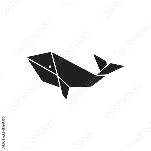  Silhouette origami whale simple graphic design vector illustration