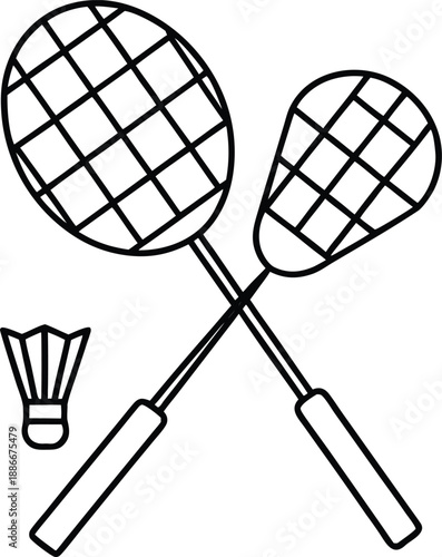 badminton line art vector illustration on transparent background