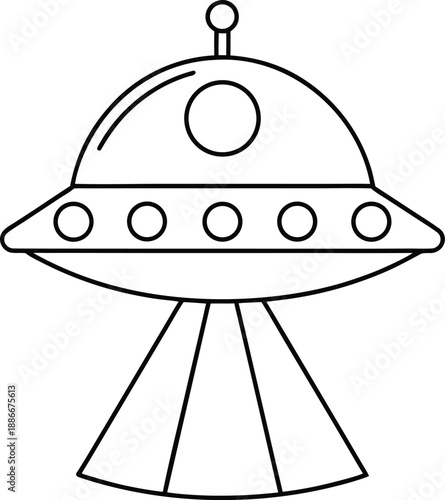 alien line art vector illustration on transparent background