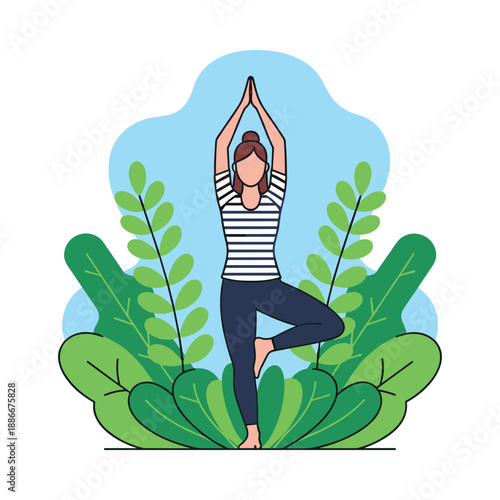 Woman Practicing Yoga in Nature