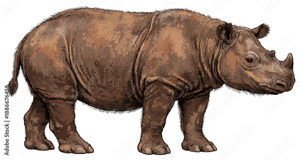 Fototapeta premium Dicerorhinus sumatrensis illustration art