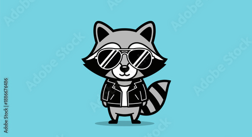 Cartoon raccoon wearing sunglasses
