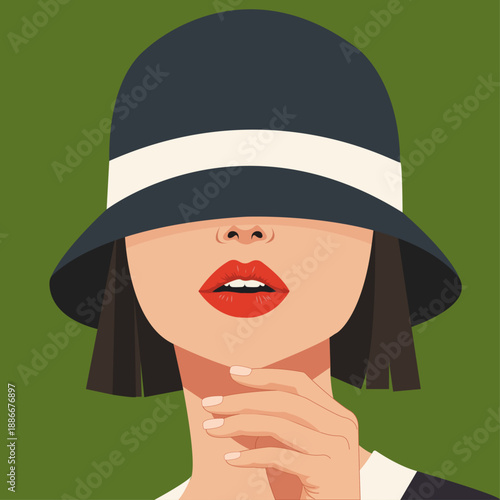 illustration of a girl with red lipstick