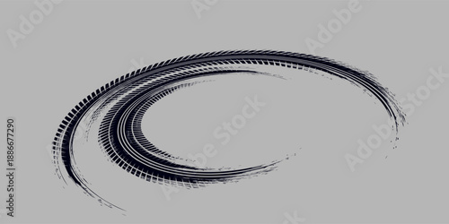 Black tire marks on road, Black rubber tire marks and tread marks, Tire trace track wheels texture and background, Auto tire tread grunge. Eps10