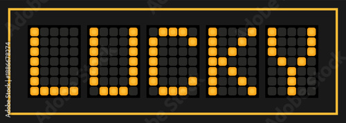 Orange color led banner in word lucky on black background