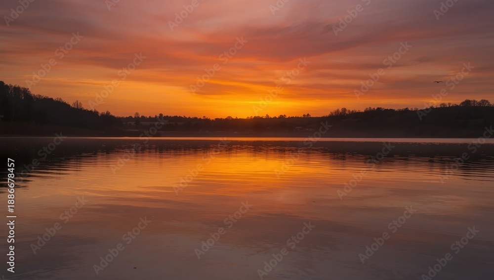 Fototapeta premium Lake landscape at sunset