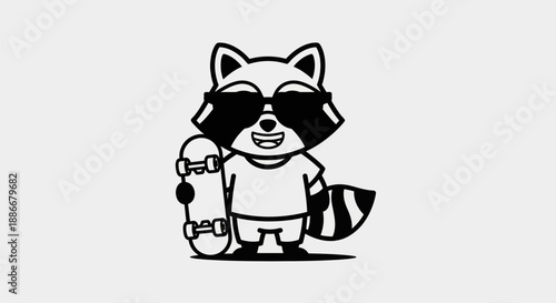 Cartoon raccoon with skateboard