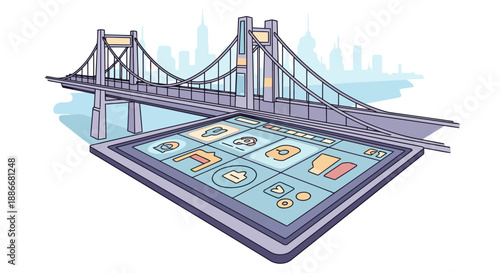 Modern touchscreen tablet computer displaying a colorful user interface with application icons.