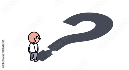 A small cartoon person casts a large shadow in the shape of a question mark.