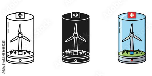 Renewable Energy Wind Turbine Vector Illustrations
