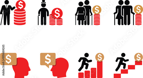 Wallpaper Mural Minimalist Finance and Wealth Icons with Growth and Money Concepts Torontodigital.ca