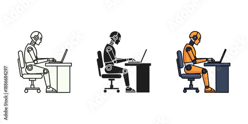 Three People Working on Laptops at Desks