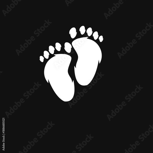Cute White Animal Paw Prints on Black Background - Stylized Vector Illustration