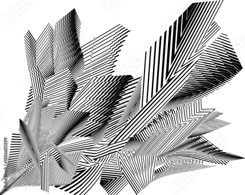 powerful abstract composition built on contrast, dynamics and complex graphics, creating strong visual impression through masterful of lines and shapes