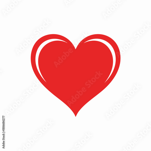 Solid Red Heart Icon Classic Love Symbol Flat Vector Illustration