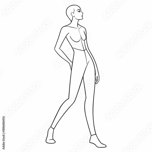 Female body mannequin. Template for fashion sketch ideas of women's clothing. Fashion design. Luxury outline vector illustration set