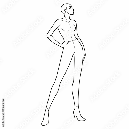 Female body mannequin. Template for fashion sketch ideas of women's clothing. Fashion design. Luxury outline vector illustration set