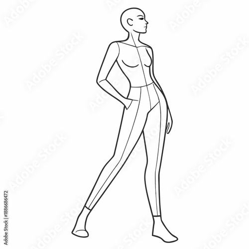 Female body mannequin. Template for fashion sketch ideas of women's clothing. Fashion design. Luxury outline vector illustration set