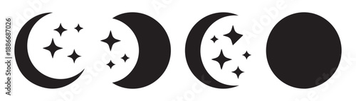 Celestial moon phases with stars depiction night sky astronomical event luminous body cosmic phenomenon graphic design element