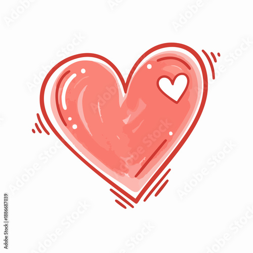 Hand Drawn Style Heart Icon with Sketch Effect Romantic Vector Design