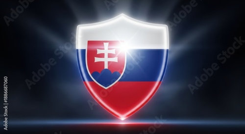 Slovakia Flag Emblem on Shield Icon. Free Download Slovakia Flag Emblem on Shield Icon. - GFXLoad