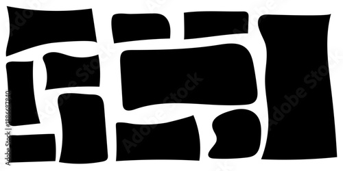 Black abstract label shapes wavy organic rectangle set with bold silhouettes