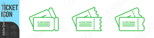Ticket icon. Set of Tickets symbol. Thin linear graphic pictogram for website, mobile application. Collection of Template Tickets and Coupons, vector illustrations