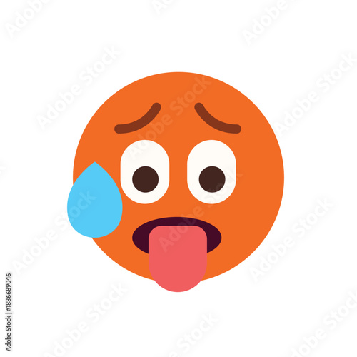 hot face sweating tongue out red temperature heat fever emoji symbol sign icon vector illustration isolated flat heat wave