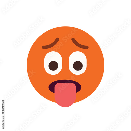 hot face sweating tongue out red temperature heat fever emoji symbol sign icon vector illustration isolated flat heat wave
