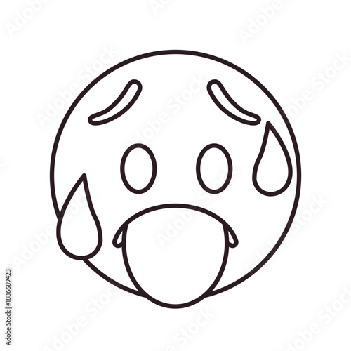hot face sweating tongue out red temperature heat fever emoji symbol sign icon vector illustration isolated flat heat wave